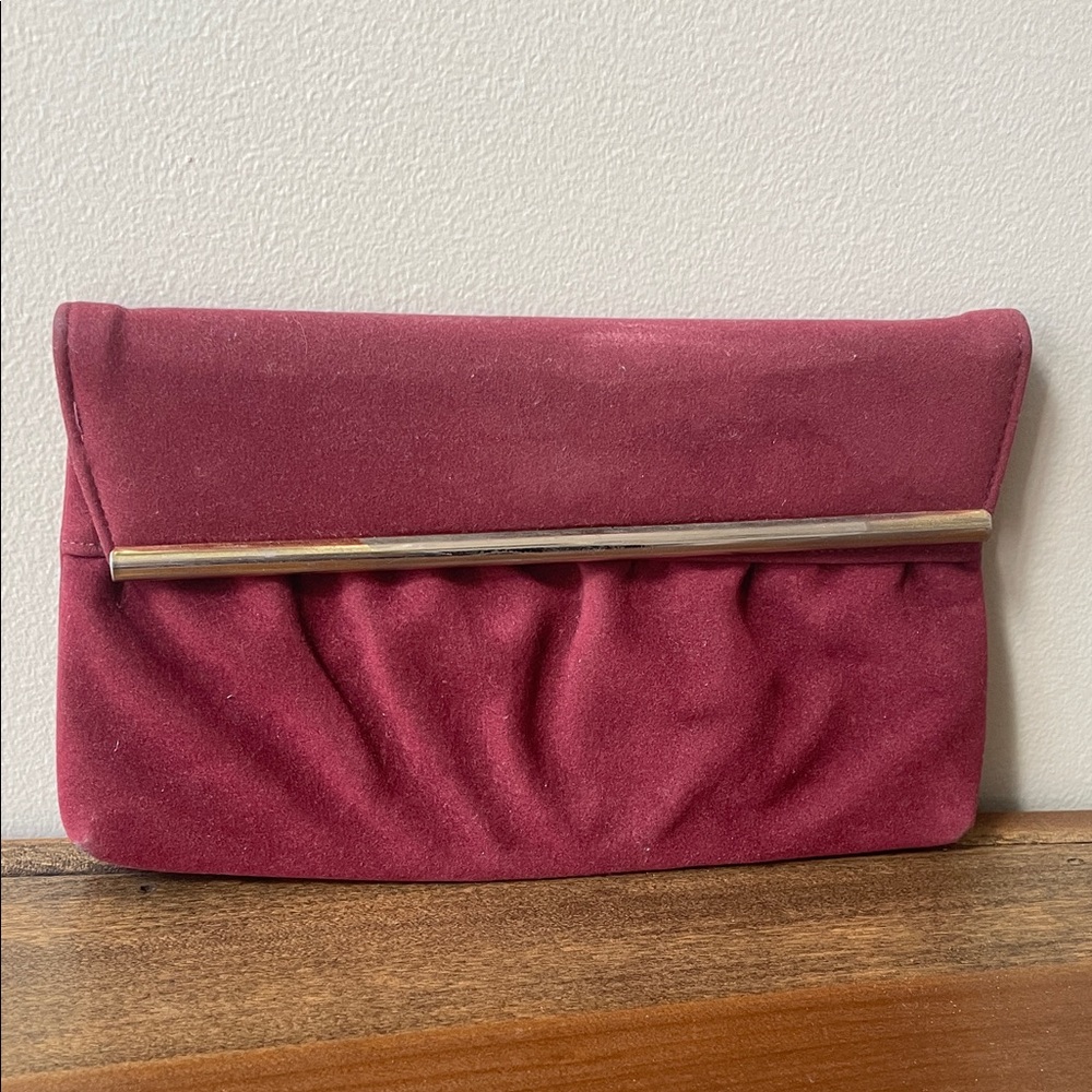 Vintage Suede Burgundy Clutch
